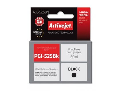 ActiveJet inkoust Canon PGI-525BK, 20 ml, new (WITH CHIP) ACC-525Bk