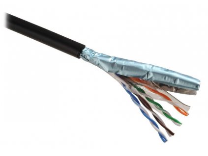 Kabel Solarix FTP Cat5e drát 100m PE venkovní