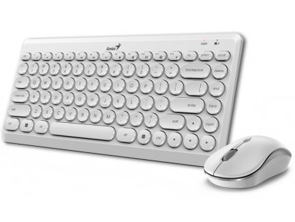 GENIUS LuxeMate Q8000, Set klávesnice a myši, bezdrátový, CZ+SK layout, 2,4GHz, mini USB přijímač, bílý