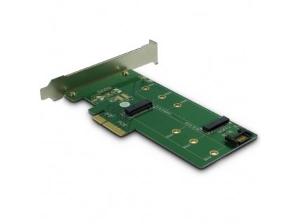 INTER-TECH KT015 řadič PCIe pro 1x M.2 NVMe SSD a 1x M.2 SATA SSD