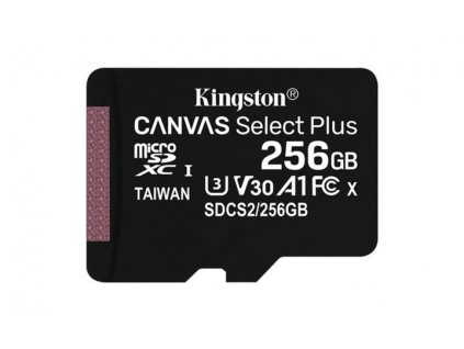 KINGSTON 256GB microSDHC CANVAS Plus Memory Card 100MB/85MBs- UHS-I class 10 Gen 3 - bez adaptéru