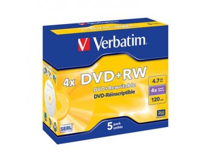 VERBATIM DVD+RW SERL 4,7GB, 4x, jewel case 5 ks