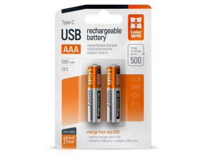 Colorway nabíjecí baterie AAA 590mAh/ USB-C/ 1.5V/ 2ks v balení