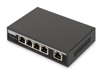 Digitus Fast Ethernet PoE Switch 4-portový PoE + 1-portový uplink, 62W PoE Budget