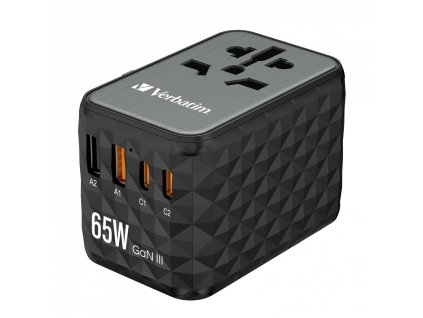 VERBATIM Univerzální cestovní adaptér nabíječka UTA-05 GaN III, 65W