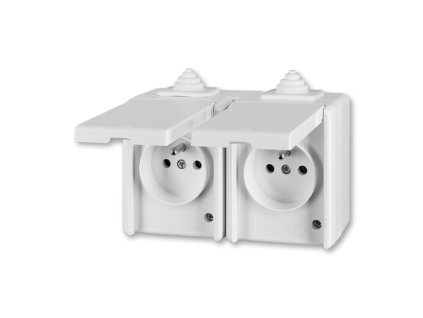 ABB PRAKTIK Dvojzásuvka 5518-2069 B pro průběžnou montáž, IP44, bílá