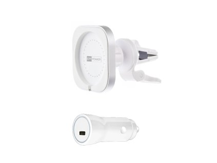 ER POWER CAR VENT MOUNT držák pro MagSafe nabíječku + 20W autonabíječka - bílá
