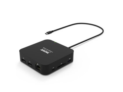 PORT CONNECT USB-C Dokovací stanice 10v1, 2x4K Display Port, 5x USB-A, USB-C 85W PD, Ethernet, SD