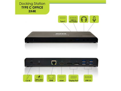 PORT CONNECT Dokovací stanice 11v1, 3x 4K USB-C + USB 3.0