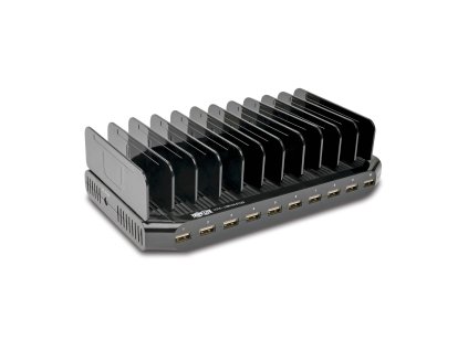 USB nabíjecí stanice s úložným prostorem, výstup 10x 12V, 8A, 96W, napájecí kabel Schuko