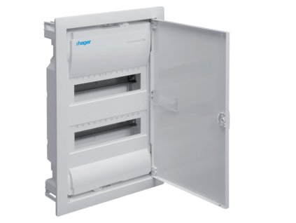 HAGER Skříň VOLTA VU24NE, 24TE, 2-řadá, zapuštěná, plastová vana, kovová plná dvířka, šroubové svorky, IP30