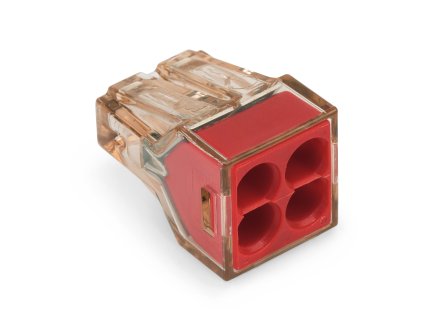 WAGO Svorka 773-604 instalační PUSH WIRE® pro plné vodiče 4 x 4 mm² červená/transparentní