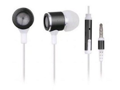 GEMBIRD sluchátka s mikrofonem MHS-EP-001 black s ovládáním hlasitosti, černo-bílá kovová