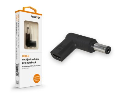 Aligator USB-C napájecí redukce 5,5 x 2,1 mm pro notebooky Acer/Compaq/HP/Fujitsu/Toshiba