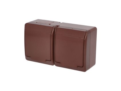 FAMATEL GALATEA Zásuvka 2P+PE 2-násobná vodorovná IP44 hnědá