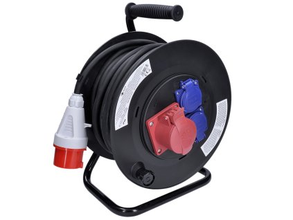 Solight prodlužovací přívod - na bubnu, zásuvky 400V + 230V, 25m kabel guma-neopren 5x1,5mm2, IP44