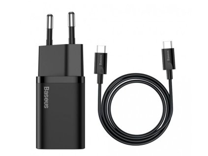Baseus rychlonabíječka do sítě Super Si USB-C PD QC 25W (s kabelem USB-C na USB-C) černá