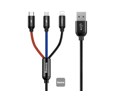 Baseus datový kabel 3v1 microUSB+Lightning+USB-C 1,2m 3,5A