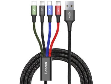 Baseus datový kabel 4v1 microUSB+USB-C+2xLightning 1,2m 3,5A černý