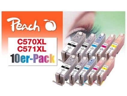 PEACH kompatibilní cartridge Canon PGI-570XL/CLI-571XL Com pack, 4x13 ml,1xBlack,1xCyan,1xMagenta,1xYellow, 1x23ml blac