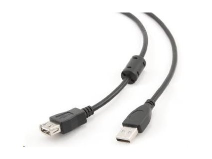 GEMBIRD Kabel USB 2.0 A-A prodlužovací 4,5m (černý, HQ s ferritovým jádrem)