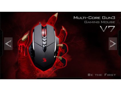 A4tech BLOODY V7 herní myš, až 3200DPI, V-Track technologie, 160KB paměť, USB, CORE 2, kovové podložky