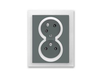 ABB NEO Dvojzásuvka 5513M-C02357 61 s clonkami, s natočenou dutinou, IP40, grafitová/ledová bílá