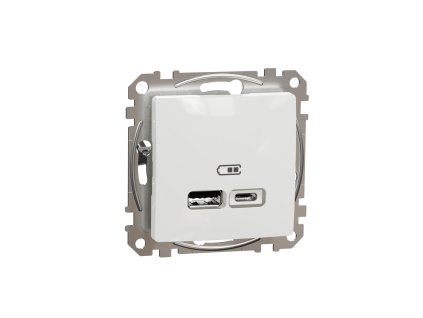 SCHNEIDER Sedna Design & Elements Dvojitá USB A+C nabíječka 2.4A bílá