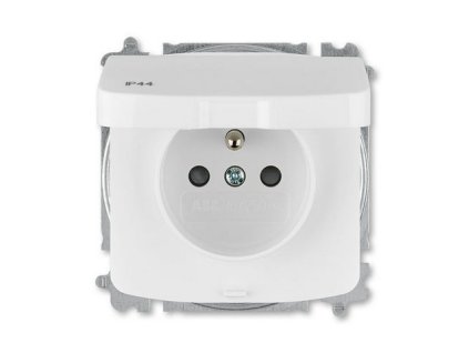 ABB TANGO Zásuvka 6619A-A06697 B s víčkem a clonkami, bezšroubové svorky, IP44, bílá