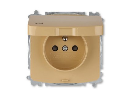 ABB TANGO Zásuvka 6619A-A06697 D s víčkem a clonkami, bezšroubové svorky, IP44, béžová