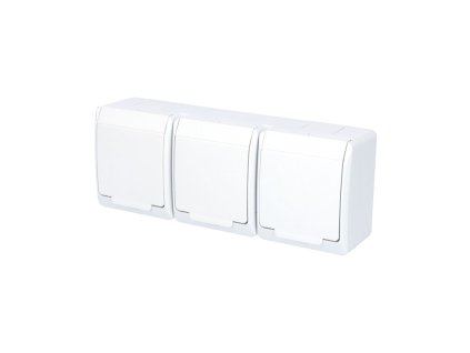 FAMATEL GALATEA Zásuvka 2P+PE 3-násobná vodorovná IP44 bílá