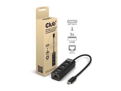 Club3D Dokovací stanice USB-C 4v1, 3xUSB, 1xRJ45, černá