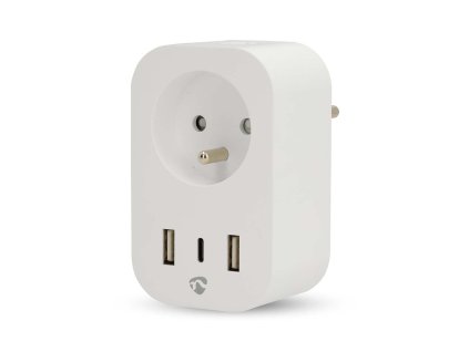 Nedis WIFIP151EWT - WiFi Chytrá Zásuvka |Typ E (CEE 7/6) / 1x USB-C™ / 2x USB | 0 - 55 °C | Android™ / IOS | Bílá