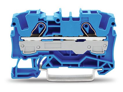 WAGO Svorka 2006-1204 2vodičová průchozí, boční a středový popis, na DIN lištu 35 × 15 a 35 × 7,5, push-in CAGE CLAMP®, 6 mm², modrá