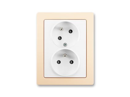 ABB SWING Dvojzásuvka 5513J-C02357 B1C1 s clonkami, s natočenou dutinou, jasně bílá/krémová