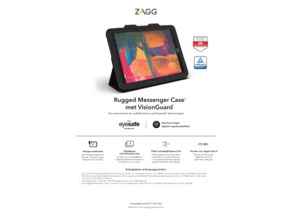 ZAGG klávesnice Rugged Messenger Kryt UK + VG IPad 9.7
