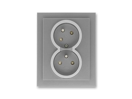 ABB NEO Dvojzásuvka 5513M-C02357 73 s clonkami, s natočenou dutinou, IP40, ocelová/titanová