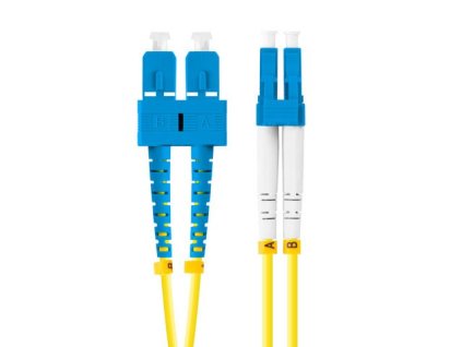 LANBERG optický patch cord SM SC/UPC-LC/UPC duplex 1m LSZH G657A1 průměr 3mm, barva žlutá