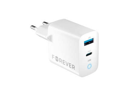 Nabíječka do sítě Forever TC-06-20AC PD QC 1x USB-C 1x USB 20W bílá