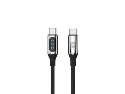 Datový kabel s LCD Forever USB-C/USB-C 1m 100W černý