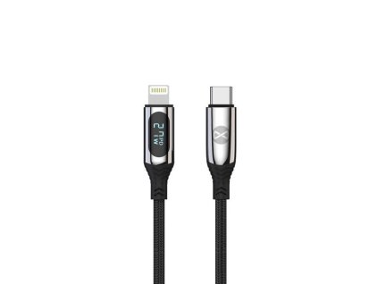 Datový kabel s LCD Forever USB-C/Lightning 1m 27W černý