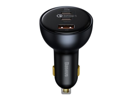 Baseus nabíječka do auta 1x USB-A 2x USB-C Quick Charge 5 160W šedá + kabel USB-C
