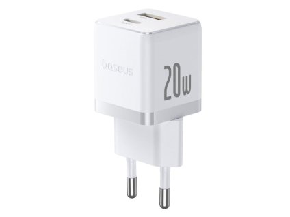 Baseus Rychlonabíječka do sítě Palm 20W 1xUSB-A 1xUSB-C PD QC 3.0 bílá