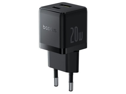 Baseus Rychlonabíječka do sítě Palm 20W 1xUSB-A 1xUSB-C PD QC 3.0 černá