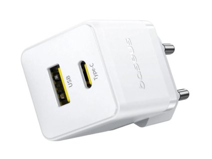 Baseus Rychlonabíječka do sítě Palm 30W 1xUSB-A 1xUSB-C PD QC 3.0 bílá