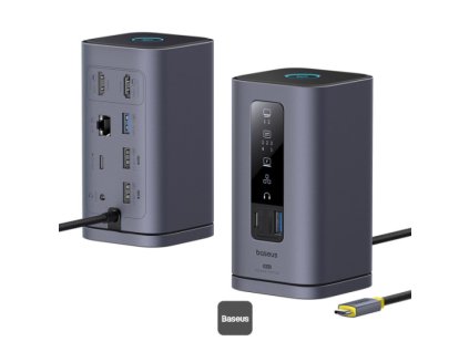Baseus Dokovací stanice Spacemate 10v1 (USB-C PD 100W, USB-C, 2x USB-A, 2x HDMI) šedá