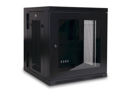 Skříň SmartRack 12U, Š=600mm, Hl=550mm, hloubka pro přepínače, prosklené dveře, montáž na stěnu