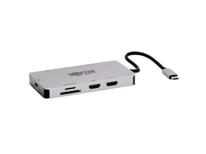 Dokovací stanice USB-C, 2x displej, 4K 60Hz HDMI, USB 3.2 G1, USB-A, GbE, paměť.karta, 100W PD, šedá