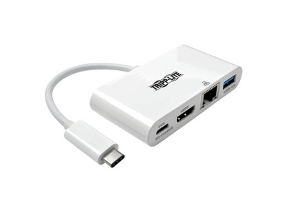 Mini dokovací stanice USB-C / HDMI, USB 3.0, GbE, 60W nabíjení, HDCP, bílá