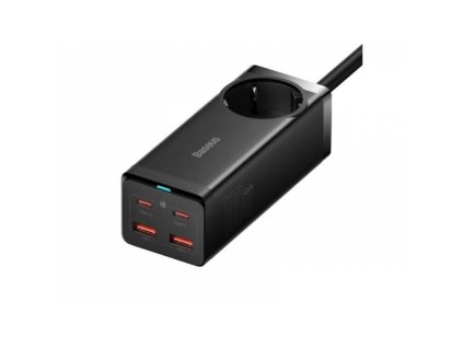 Baseus Rychlonabíječka do sítě GaN3 Pro, 2x USB-C, 2x USB + AC 100W s kabelem USB-C/USB-C černá
